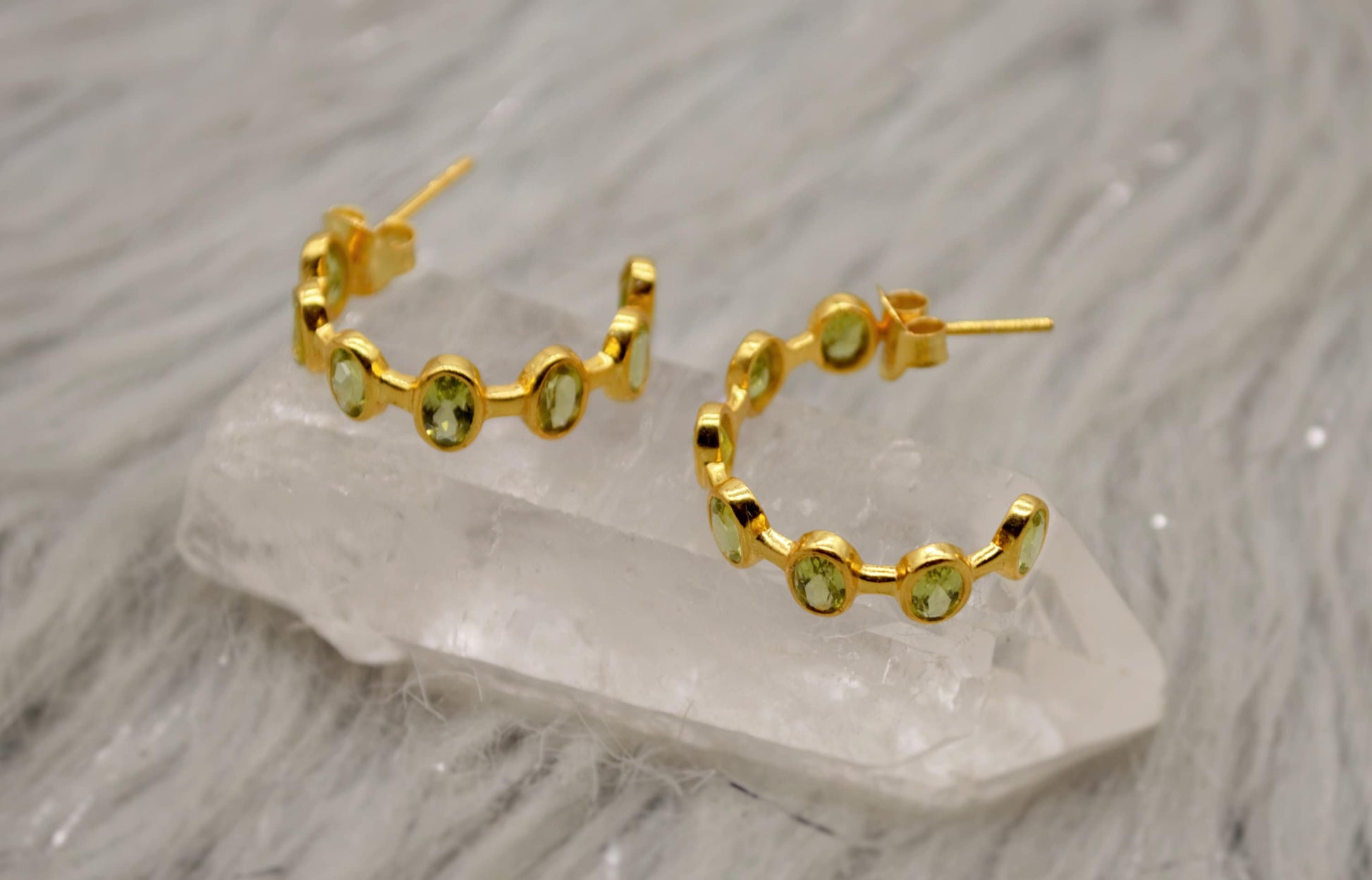 Peridot Sterling Silver Hoop Earrings, Peridot Jewelry, August Birthstone Earrings, Minimalist Green Earrings, Unique Gifts For Her