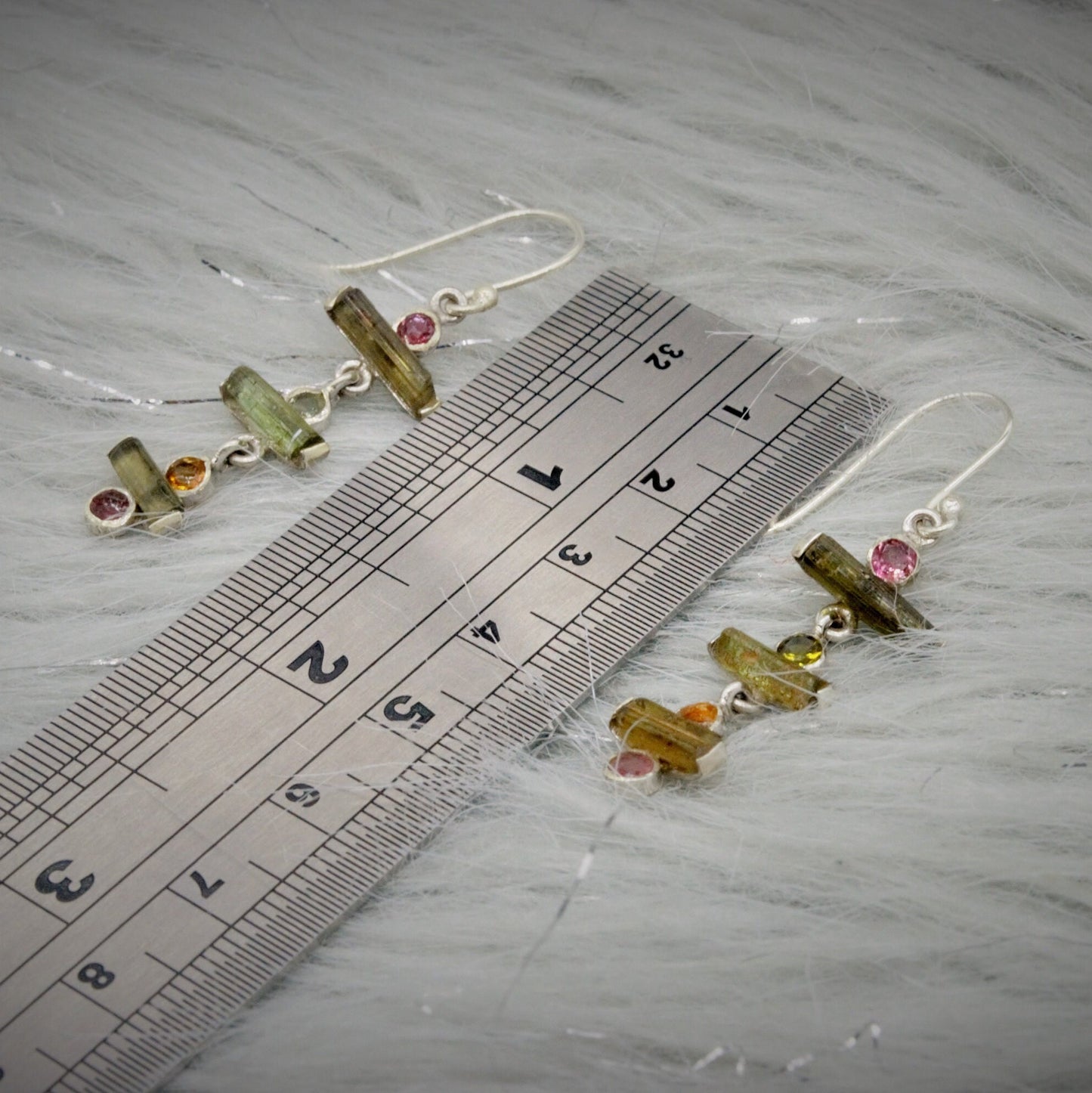 Pink Green Tourmaline Earrings, Sterling Silver Dangle Drop Earrings, Tourmaline Jewelry, October Birthstone, Gemstone Earrings For Her