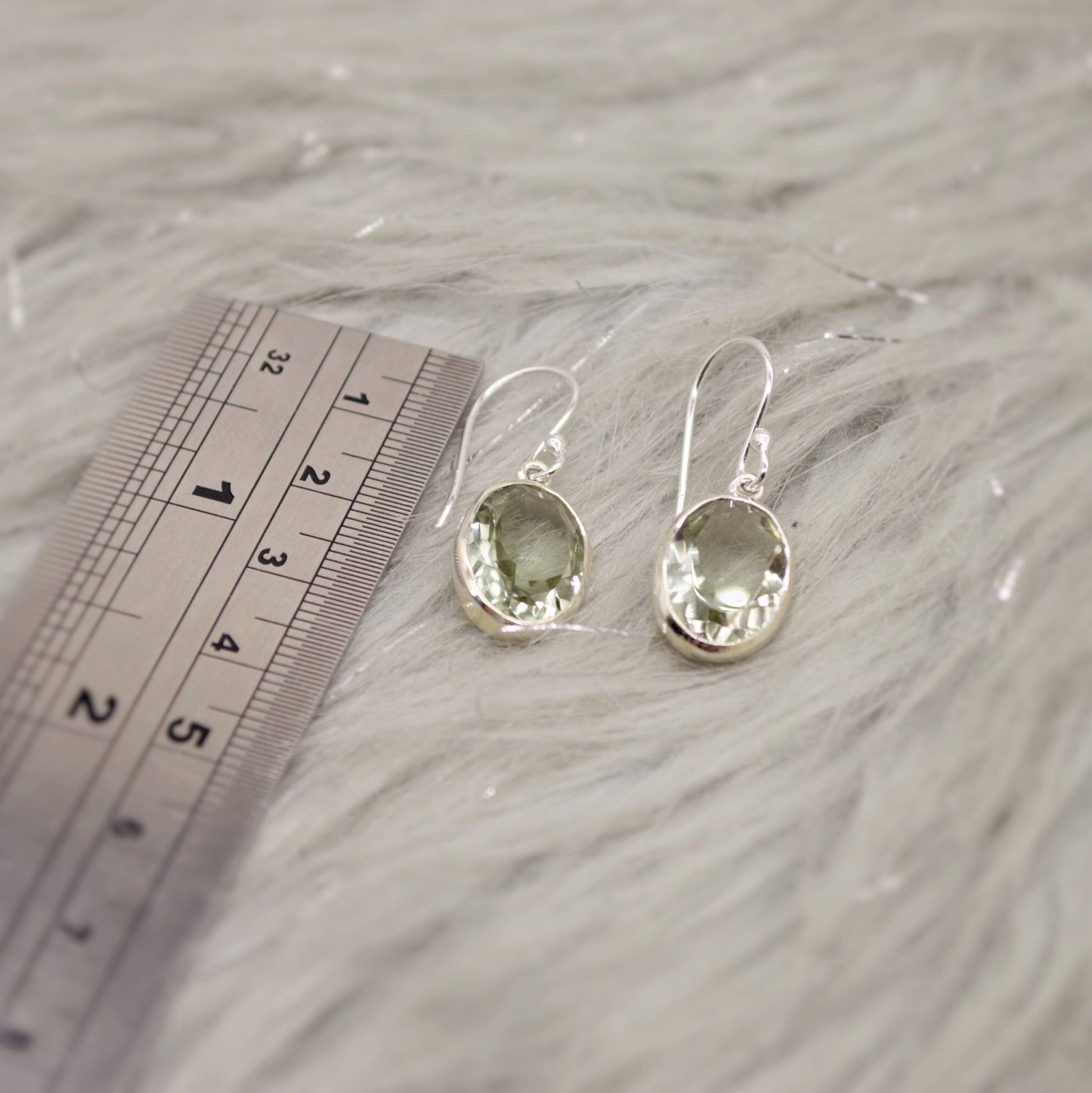 Green Amethyst Gold Earrings, Gold Plated Sterling Silver, February Birthstone Jewelry, Dangle Drop Earrings, Gemstone Dangle, Birthday Gift