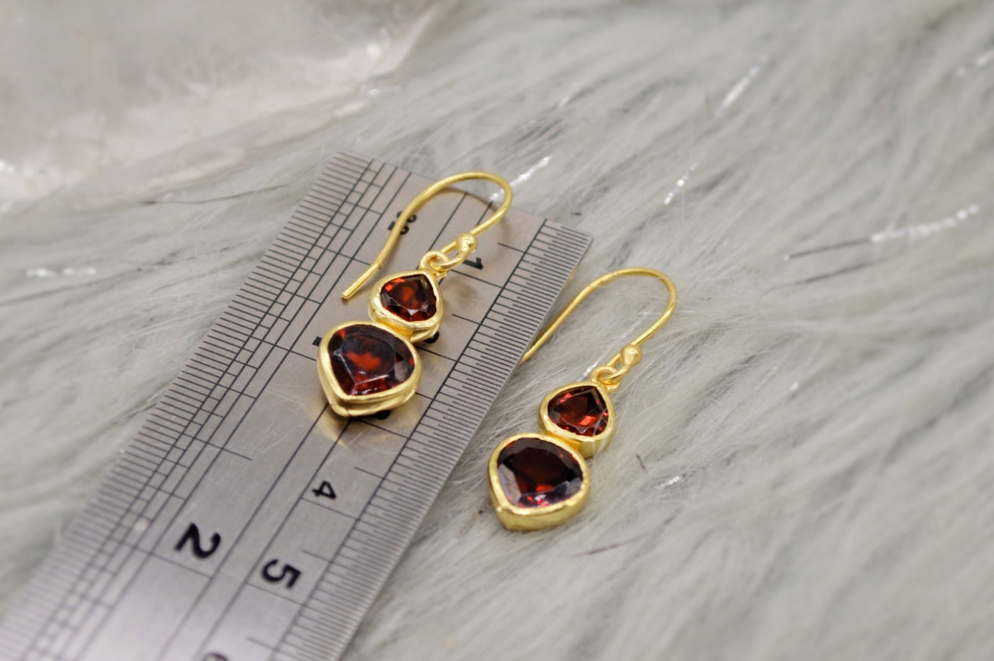 Red Garnet Sterling Silver Dangle Earrings, Garnet Jewelry, January Birthstone Earrings, Minimalist Red Earrings, Unique Gifts For Her