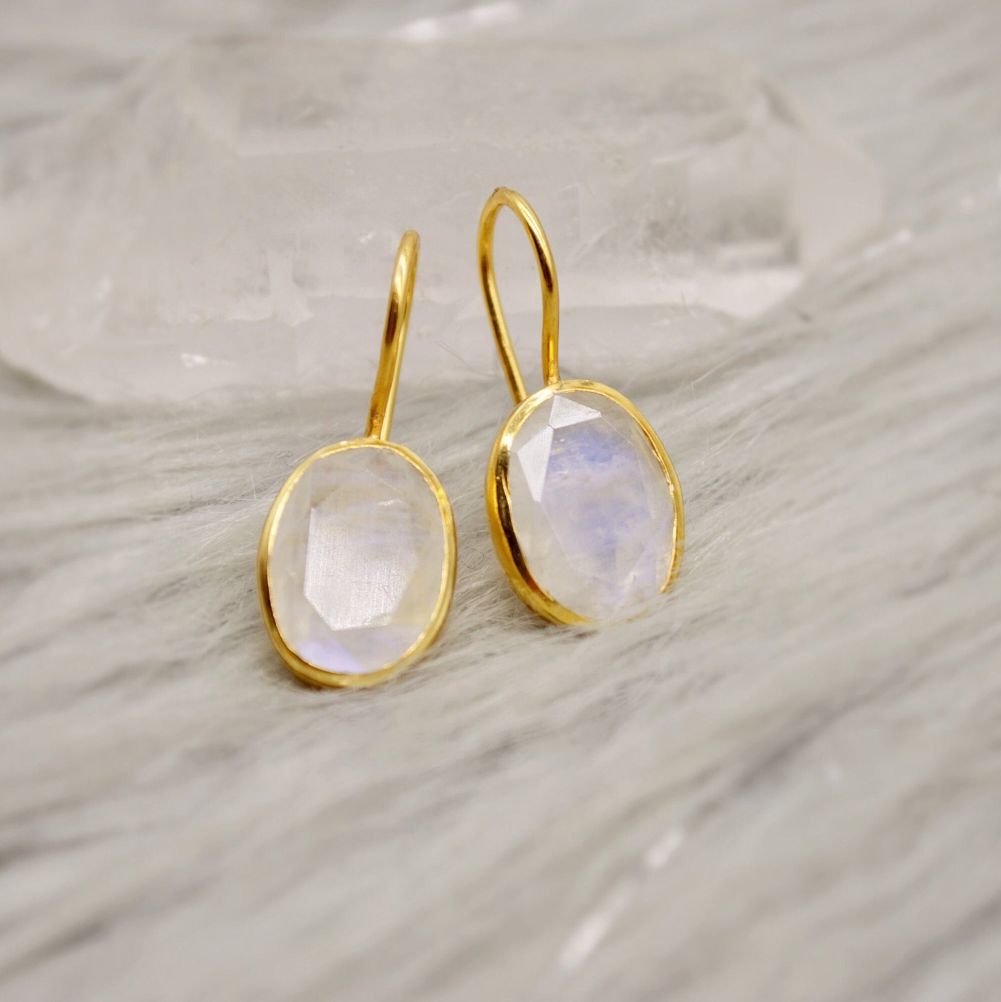 Rainbow Moonstone Sterling Silver Earrings, Drop Earrings, Moonstone Jewelry, Unique Handmade Earrings, Gifts For Her