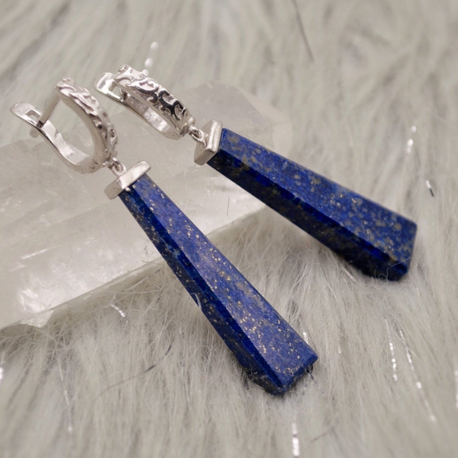 Lapis Lazuli Sterling Silver Drop Earrings, December Birthstone Jewelry, Lapis Jewelry, Dangle Drop Earrings, Best Friend Gift For Her