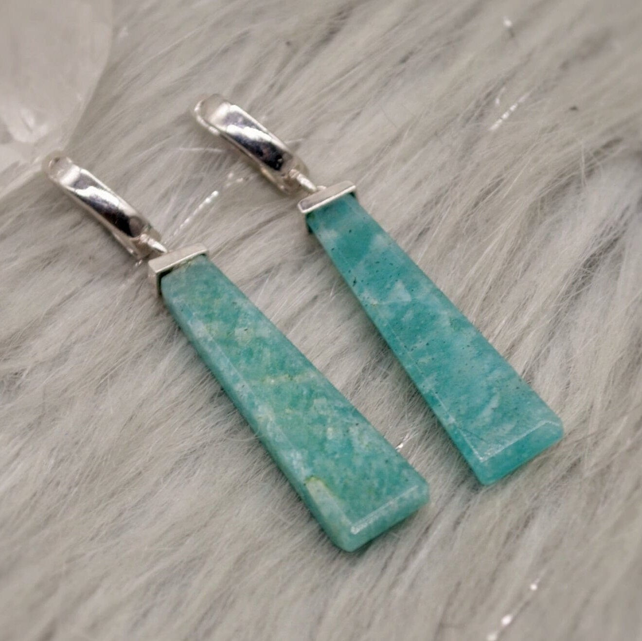 Amazonite Sterling Silver Drop Earrings, Blue Green Gemstone Earrings, Amazonite Jewelry, Dangle Drop Earrings, Best Friend Gift For Her