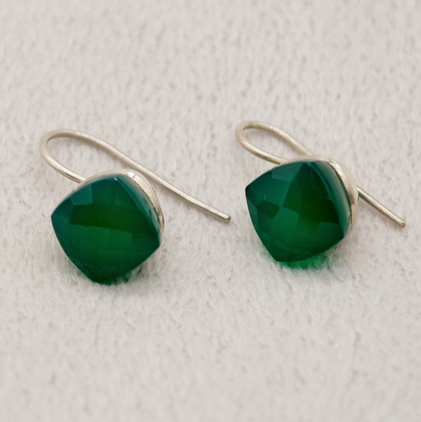 Green Onyx Earrings, Sterling Silver Gemstone Earrings, Dangle Drop Earrings, Handmade Earrings, Gifts For Her