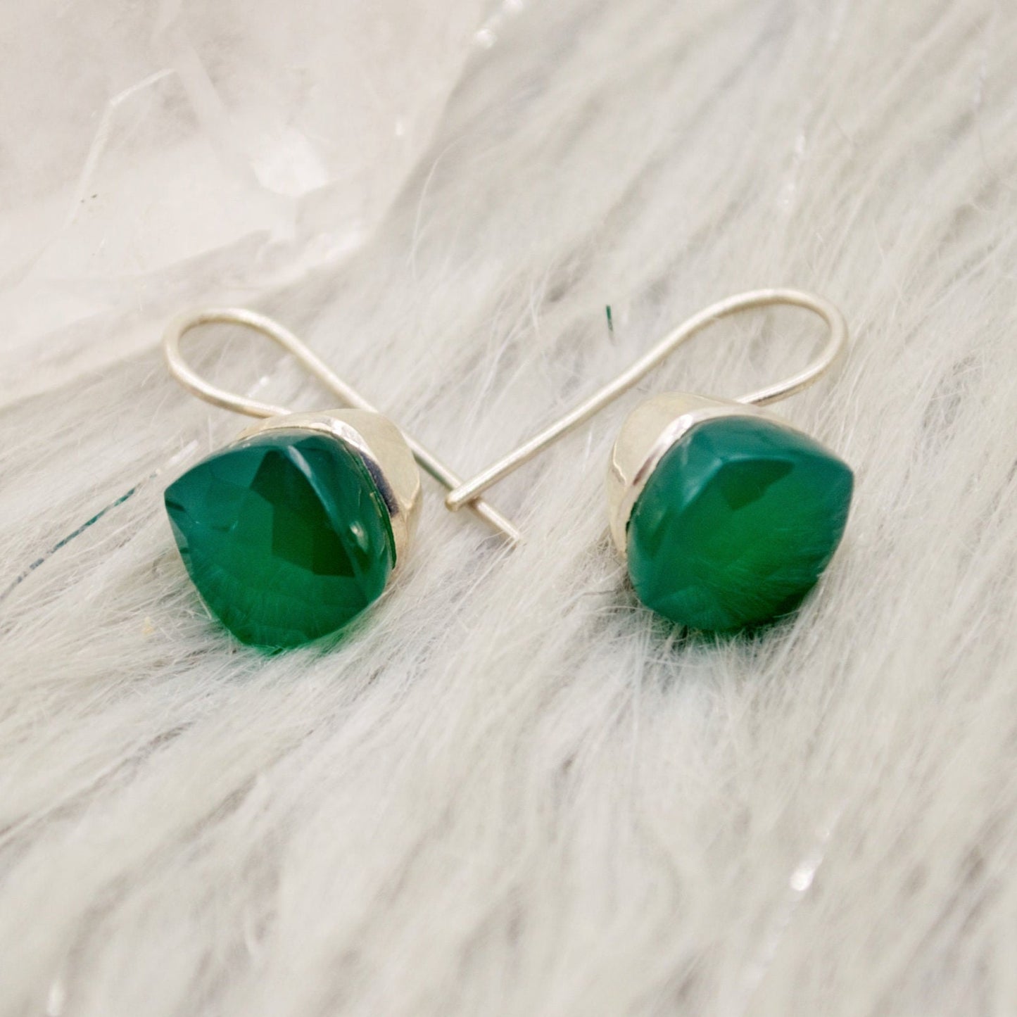 Green Onyx Earrings, Sterling Silver Gemstone Earrings, Dangle Drop Earrings, Handmade Earrings, Gifts For Her