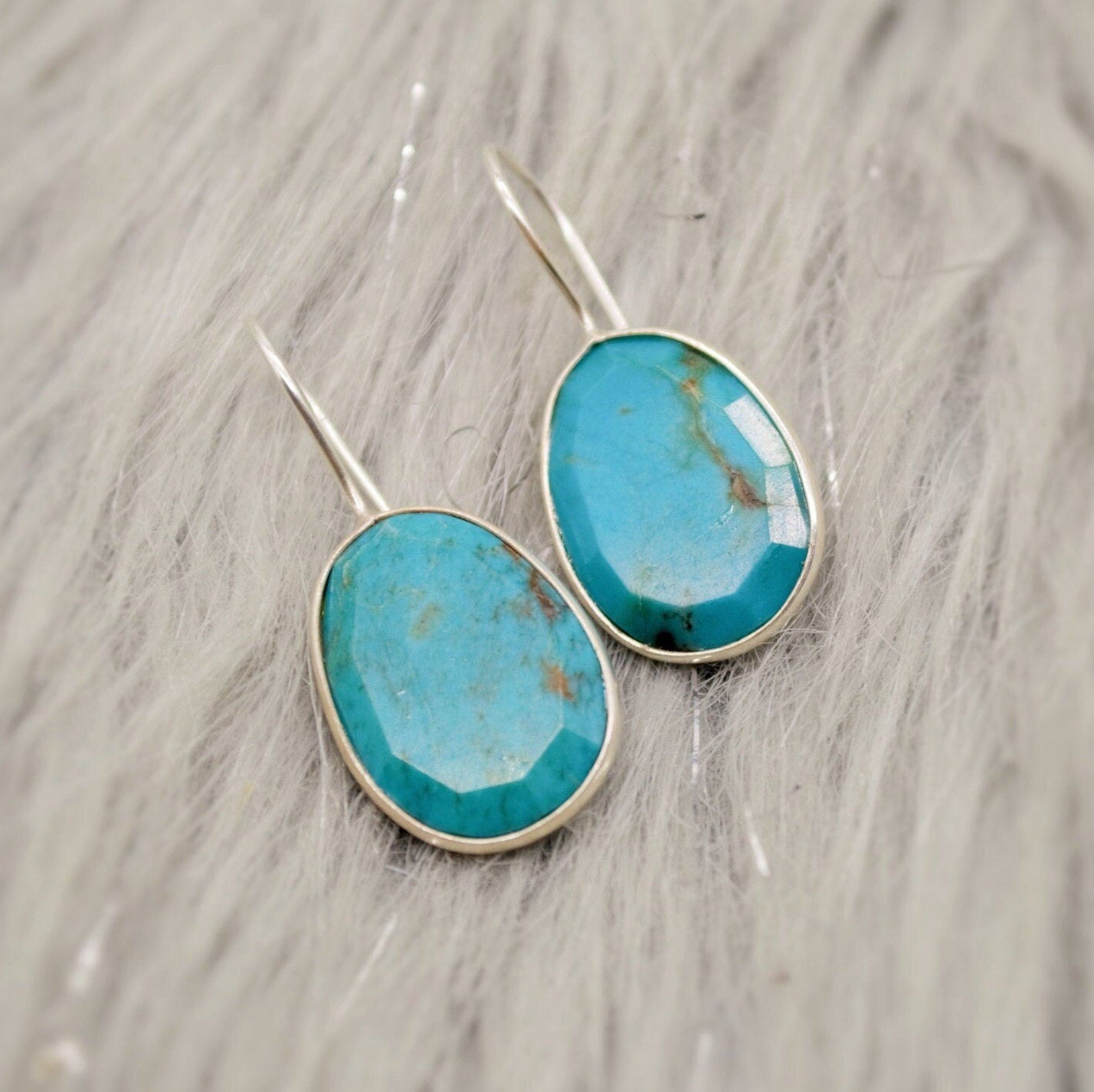 Blue Turquoise Silver Drop Earrings, Turquoise Jewelry, December Birthstone, Unique Gemstone, Sterling Silver Earrings, Birthday Gifts