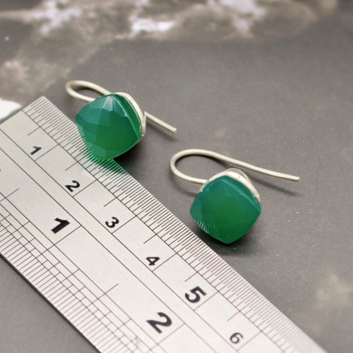 Green Onyx Earrings, Sterling Silver Gemstone Earrings, Dangle Drop Earrings, Handmade Earrings, Gifts For Her