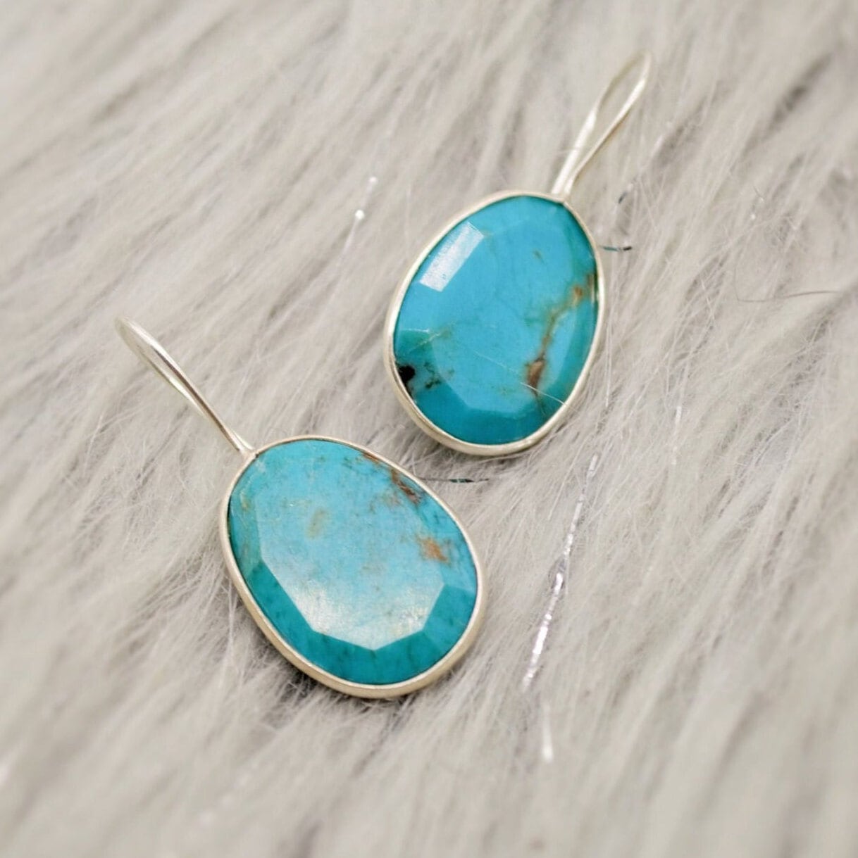 Blue Turquoise Silver Drop Earrings, Turquoise Jewelry, December Birthstone, Unique Gemstone, Sterling Silver Earrings, Birthday Gifts