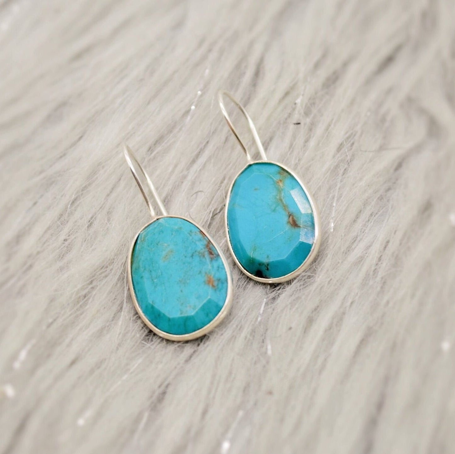 Blue Turquoise Silver Drop Earrings, Turquoise Jewelry, December Birthstone, Unique Gemstone, Sterling Silver Earrings, Birthday Gifts