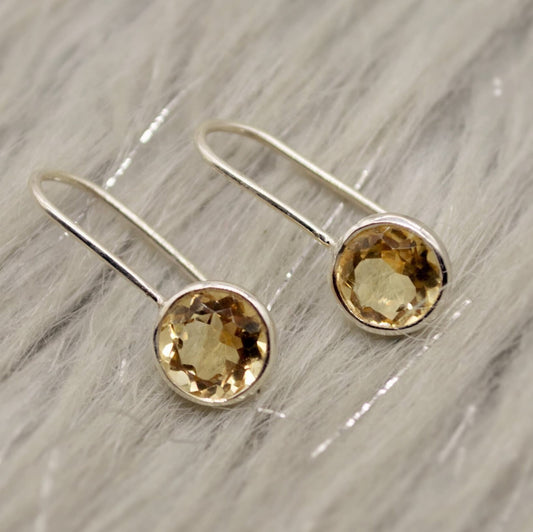 Citrine Earrings, Sterling Silver Earrings, Statement Unique Dangle Drop Earrings, November Birthstone, Gift For Her, Birthday Gift