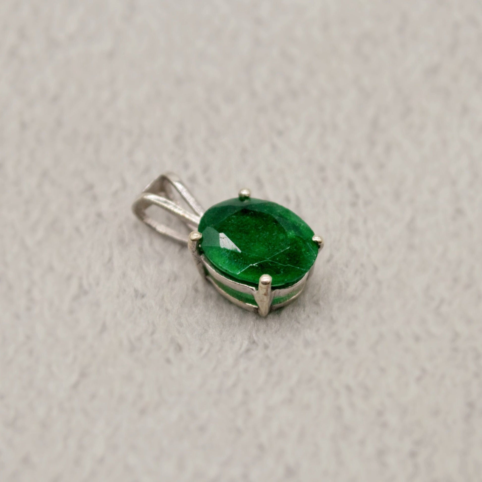 Green Onyx Pendant Necklace, Dainty Sterling Silver Pendant