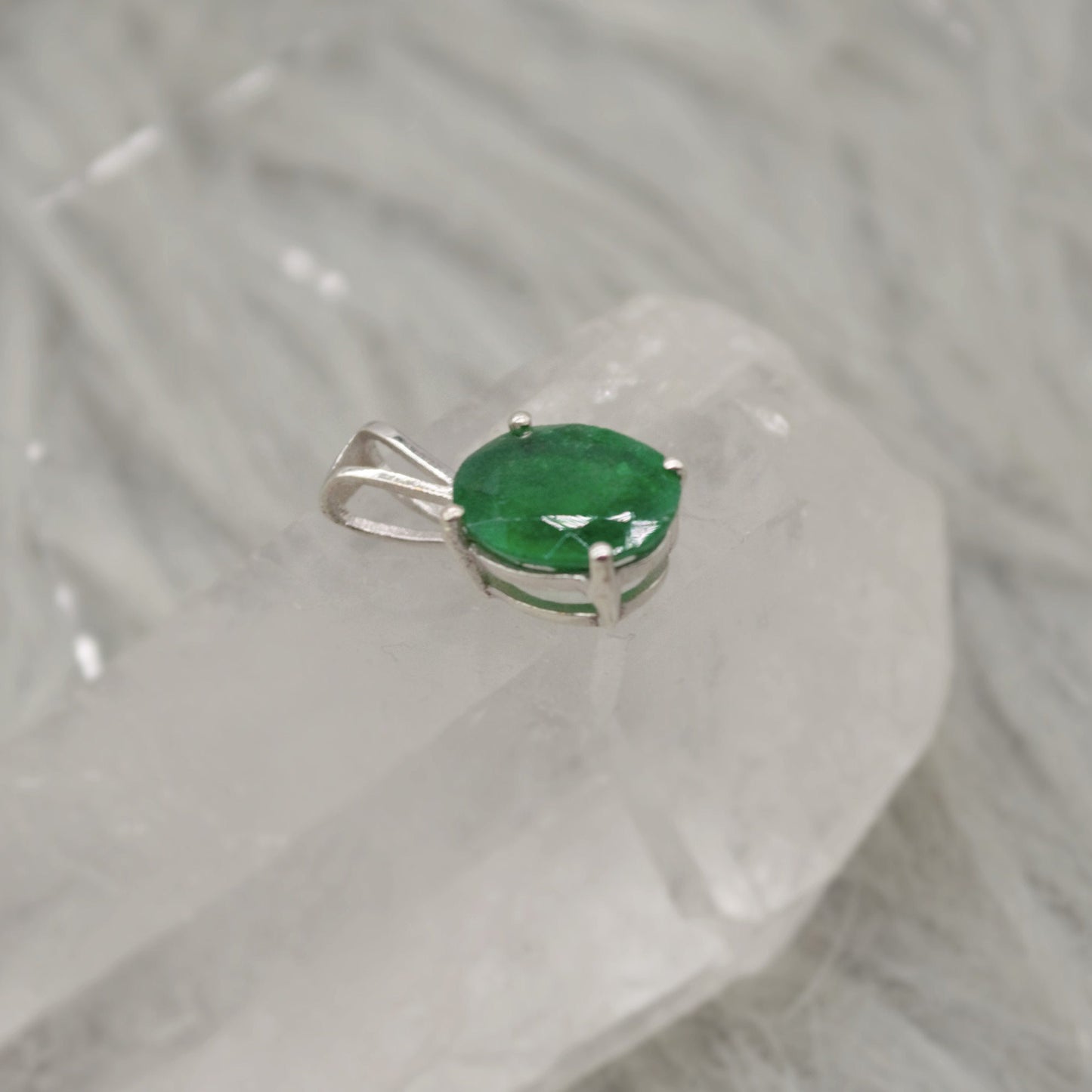 Green Onyx Pendant Necklace, Dainty Sterling Silver Pendant