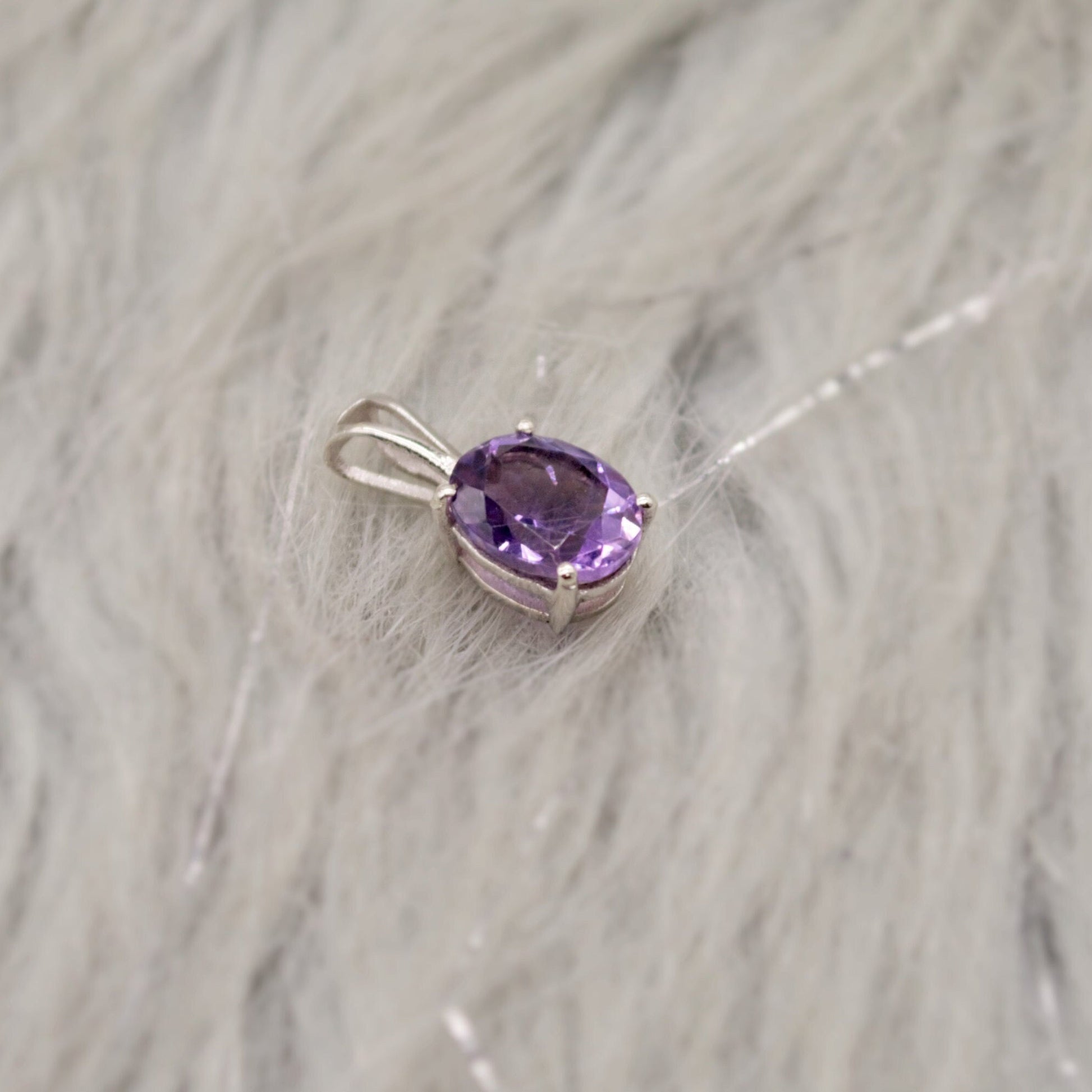 Amethyst Pendant Necklace, Dainty Sterling Silver Pendant, Amethyst Jewelry