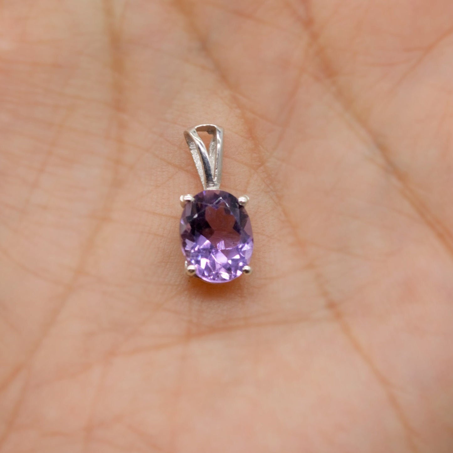 Amethyst Pendant Necklace, Dainty Sterling Silver Pendant, Amethyst Jewelry