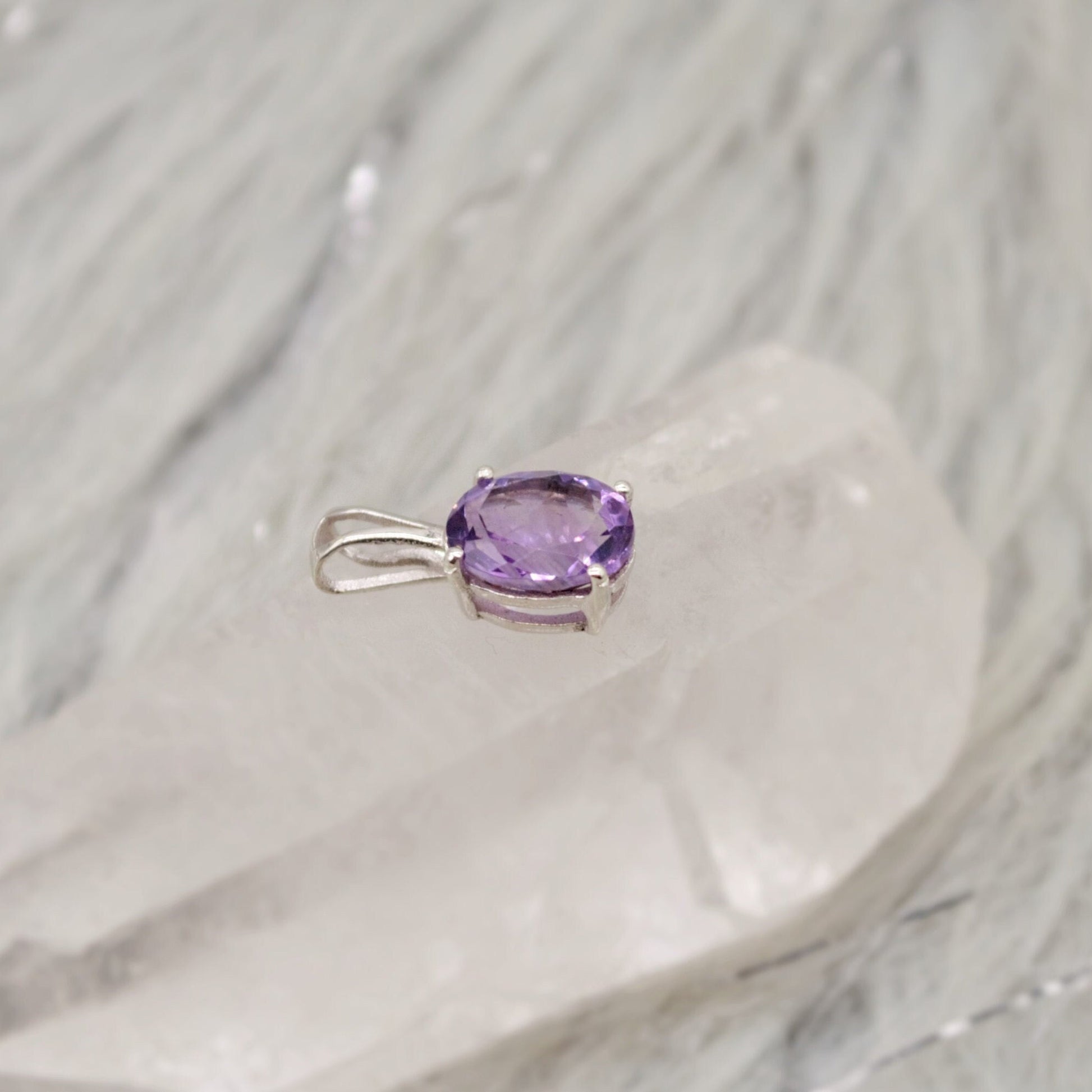 Amethyst Pendant Necklace, Dainty Sterling Silver Pendant, Amethyst Jewelry