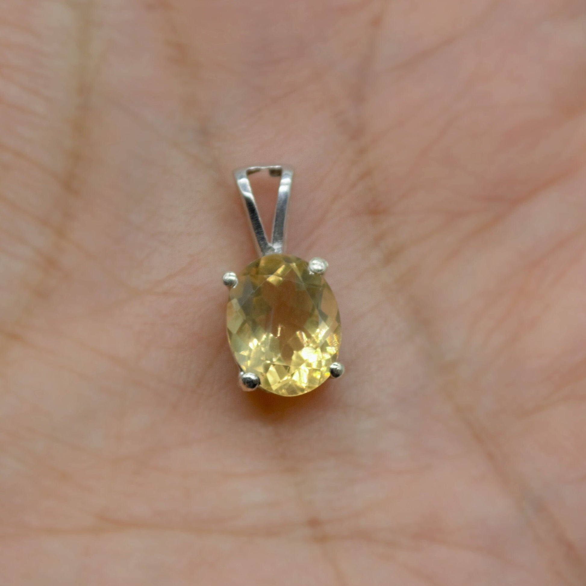 Citrine Pendant Necklace, Dainty Sterling Silver Pendant, Citrine Jewelry, November Birthstone Pendant