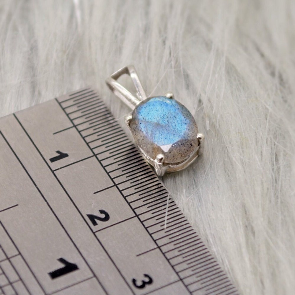 Labradorite Pendant Necklace, Dainty Sterling Silver Pendant