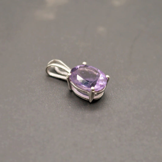 Amethyst Pendant Necklace, Dainty Sterling Silver Pendant, Amethyst Jewelry