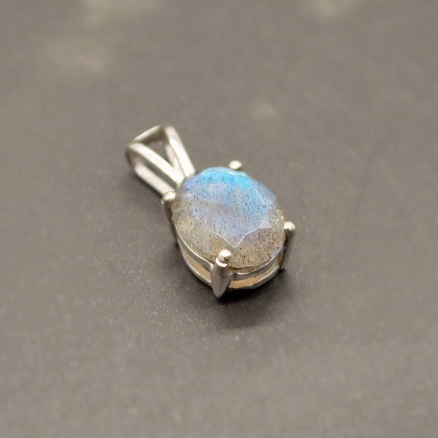 Labradorite Pendant Necklace, Dainty Sterling Silver Pendant