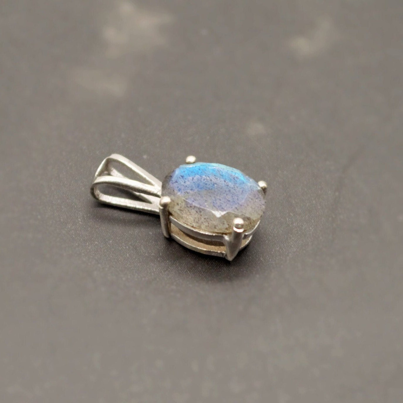 Labradorite Pendant Necklace, Dainty Sterling Silver Pendant