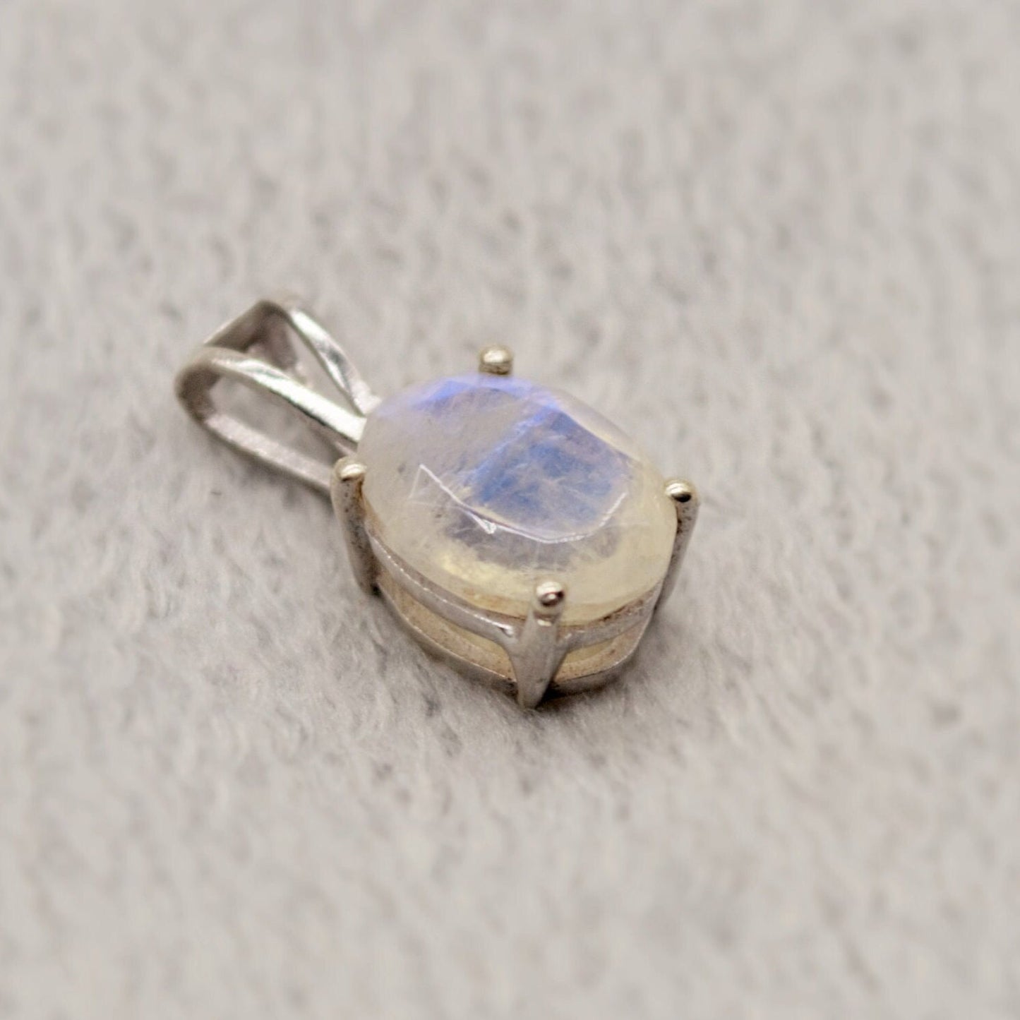 Raw Moonstone Pendant Necklace, Dainty Sterling Silver Pendant, Moonstone Jewelry, June Birthstone Pendant