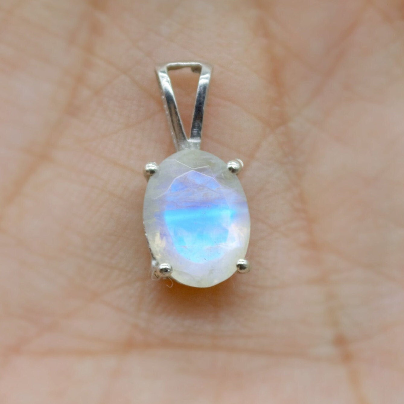 Raw Moonstone Pendant Necklace, Dainty Sterling Silver Pendant, Moonstone Jewelry, June Birthstone Pendant