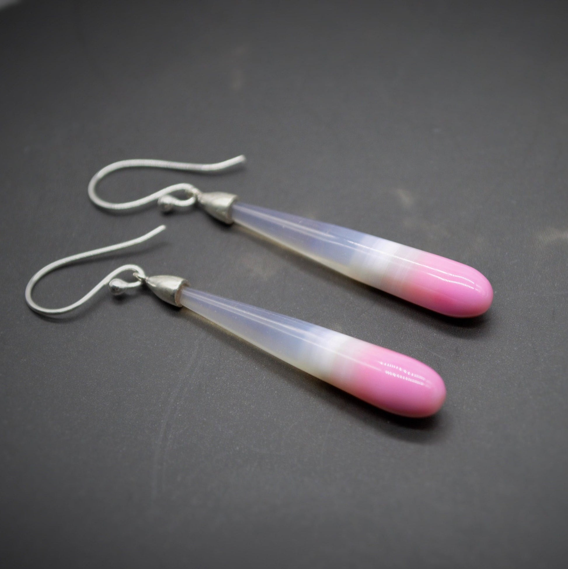 Chic Pink Chalcedony Drop Earrings, Sterling Silver Dangles, Chalcedony Jewelry, Unique Gemstone Earrings, Birthday Gift For Her