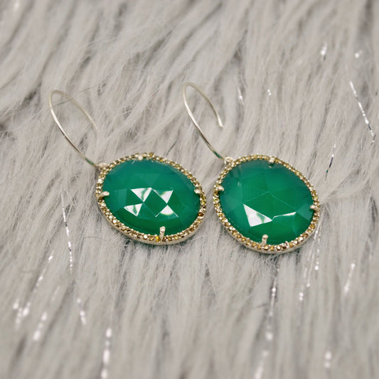 Green Onyx Dangle Earrings, Sterling Silver Gemstone Drops for Her, Unique Bridesmaid Gift, Elegant Birthday Jewelry