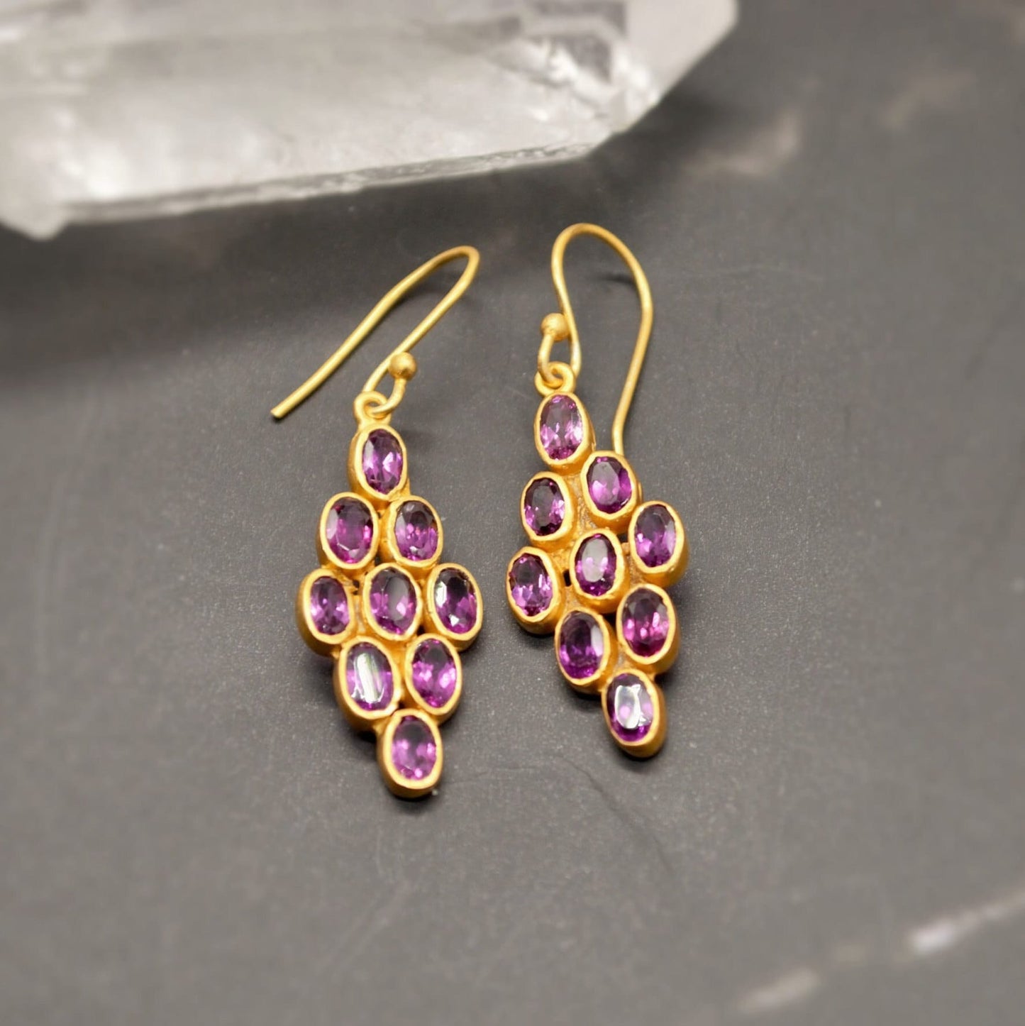 Rhodolite Garnet Sterling Silver Earrings - Red Pink Gemstone - January Birthstone Jewelry - Gift for Her