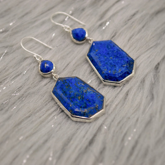 Lapis Lazuli Sterling Silver Drop Earrings, December Birthstone Jewelry, Lapis Jewelry, Dangle Drop Earrings, Best Friend Gift For Her