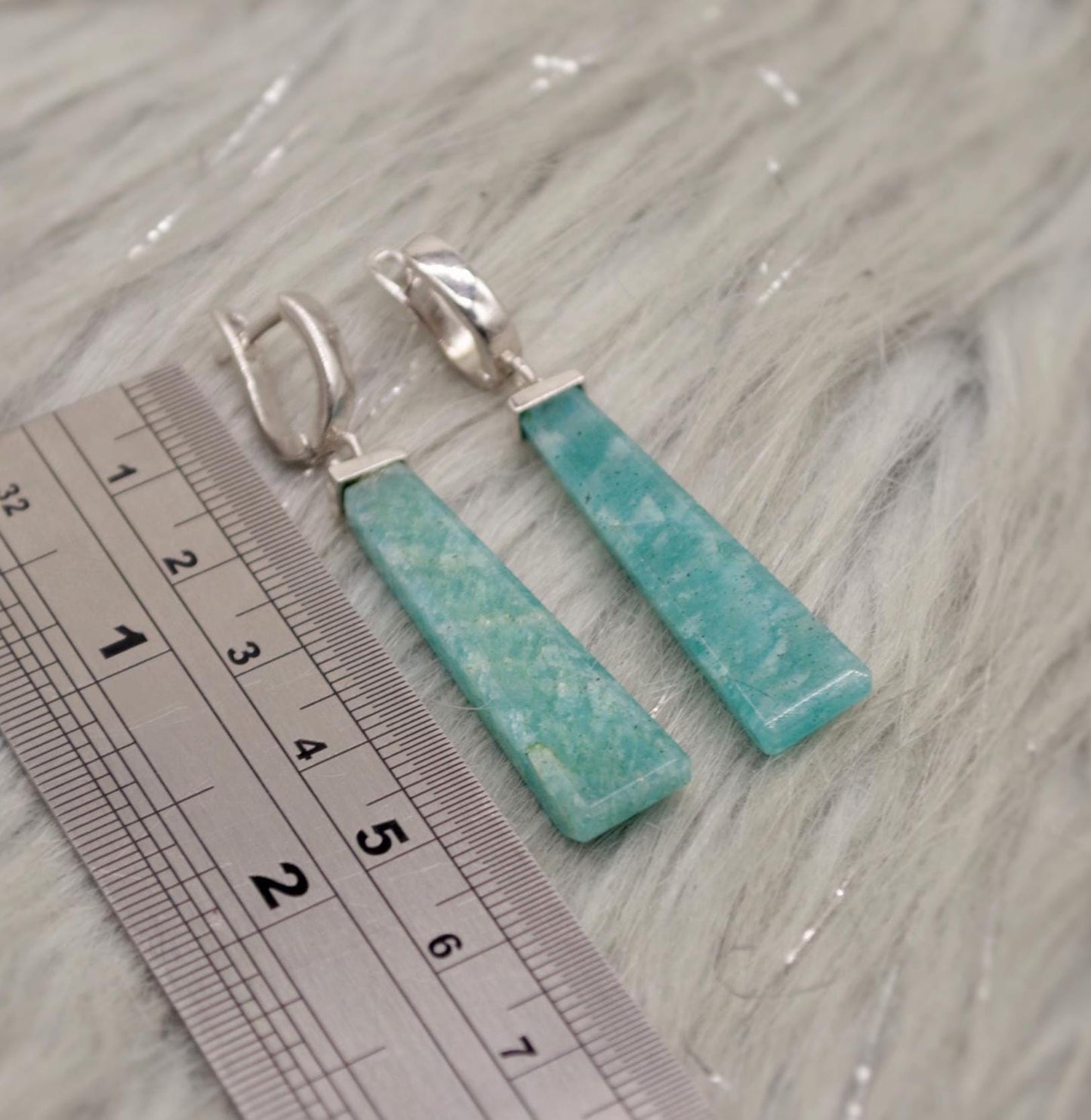 Amazonite Sterling Silver Drop Earrings, Blue Green Gemstone Earrings, Amazonite Jewelry, Dangle Drop Earrings, Best Friend Gift For Her