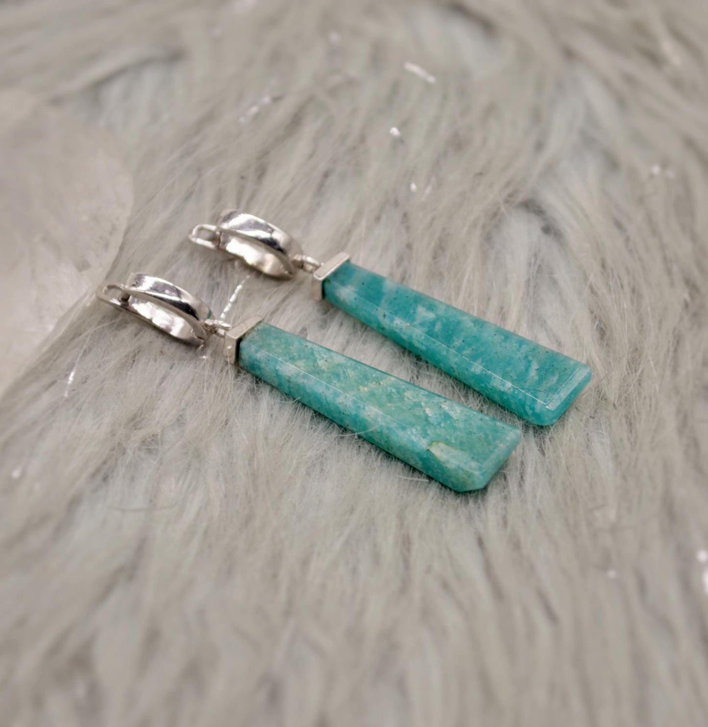 Amazonite Sterling Silver Drop Earrings, Blue Green Gemstone Earrings, Amazonite Jewelry, Dangle Drop Earrings, Best Friend Gift For Her