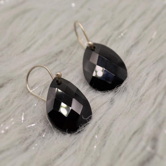 Black Onyx Sterling Silver Earrings, Statement Gemstone Earrings, Unique Dangle Drop Earrings, Handmade Gift For Her