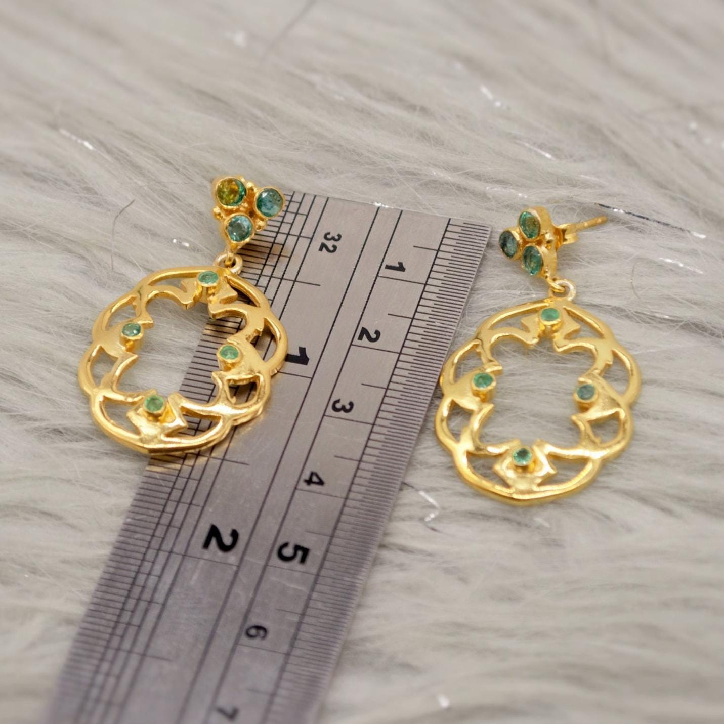 Green Emerald Earrings, Gold Plated Sterling Silver, Dangle Earrings Jewelry, May Birthstone Earrings, Gift For Her, Birthday Gift, Mom Gift