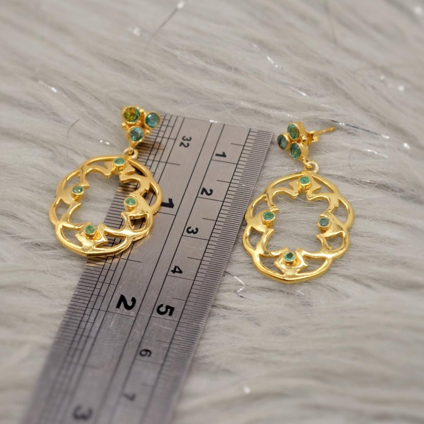 Green Emerald Earrings, Gold Plated Sterling Silver, Dangle Earrings Jewelry, May Birthstone Earrings, Gift For Her, Birthday Gift, Mom Gift