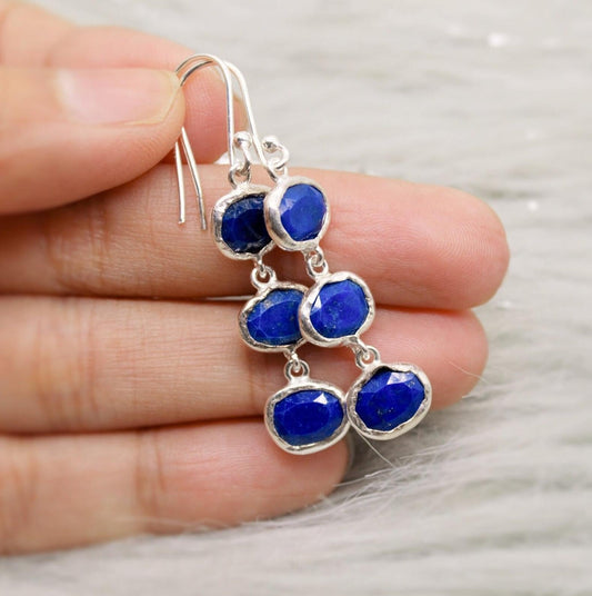 Lapis Lazuli Sterling Silver Drop Earrings, December Birthstone Jewelry, Lapis Jewelry, Dangle Drop Earrings, Best Friend Gift For Her