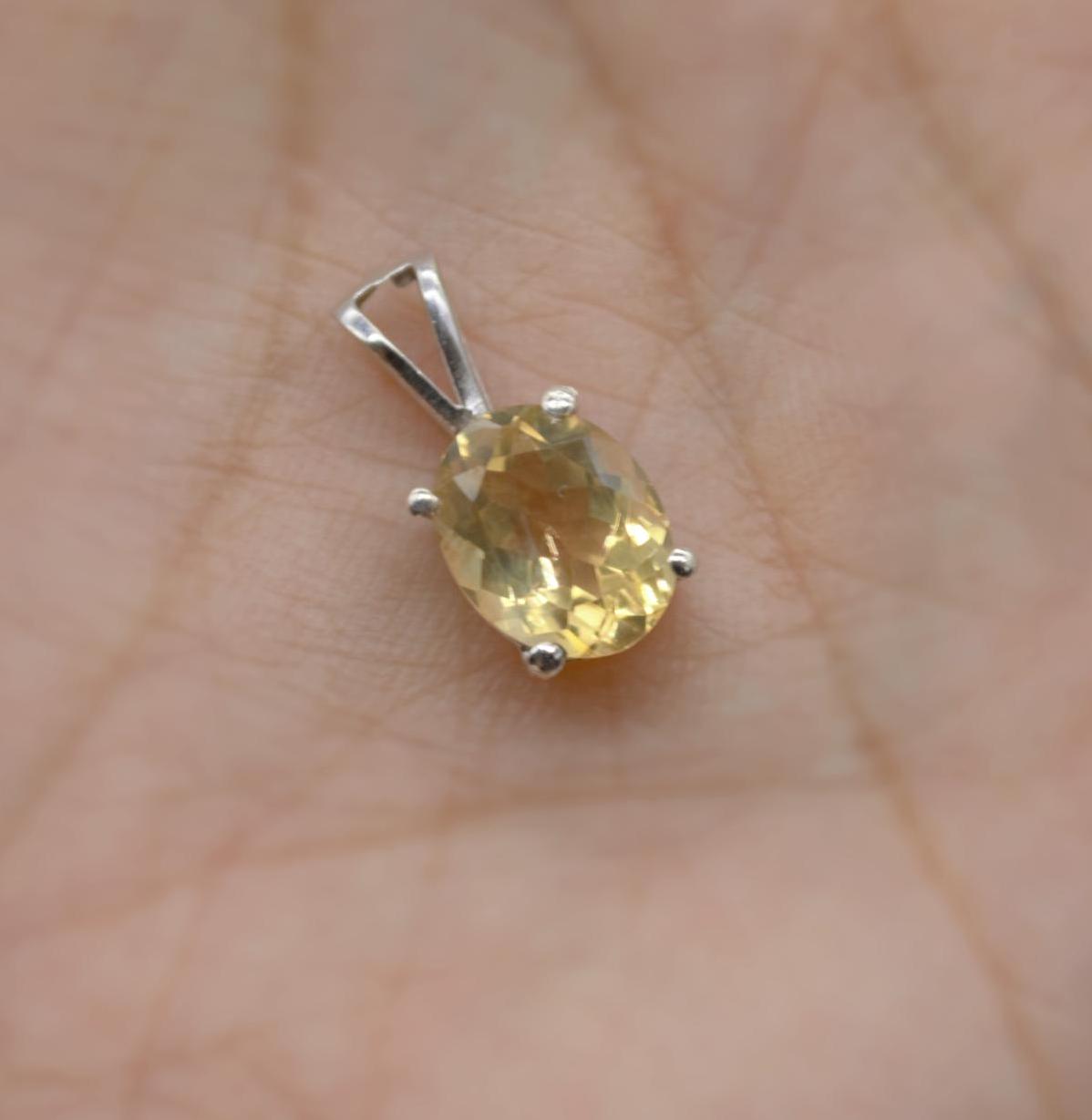 Citrine Pendant Necklace, Dainty Sterling Silver Pendant, Citrine Jewelry, November Birthstone Pendant