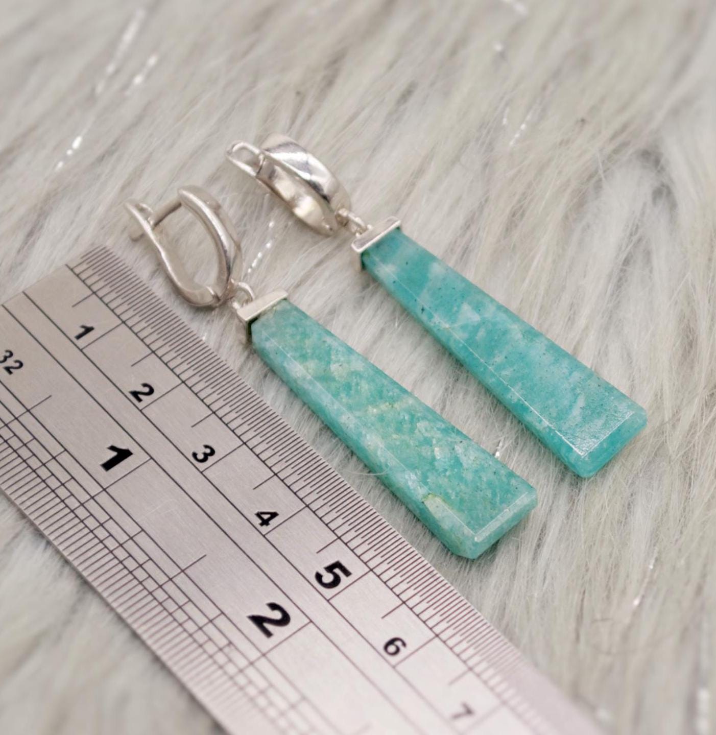 Amazonite Sterling Silver Drop Earrings, Blue Green Gemstone Earrings, Amazonite Jewelry, Dangle Drop Earrings, Best Friend Gift For Her