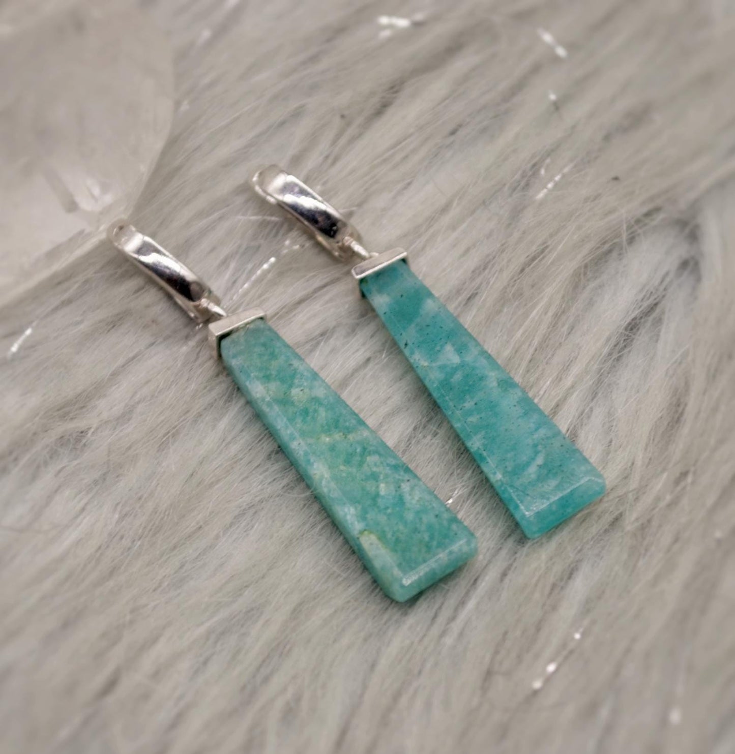 Amazonite Sterling Silver Drop Earrings, Blue Green Gemstone Earrings, Amazonite Jewelry, Dangle Drop Earrings, Best Friend Gift For Her