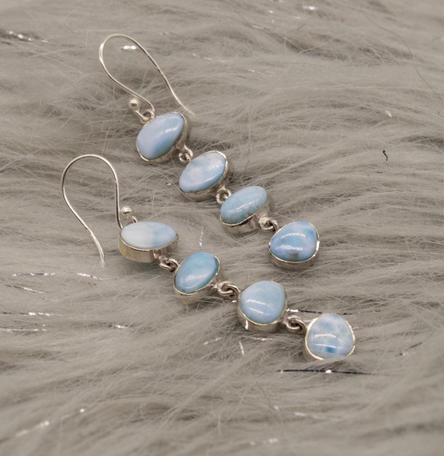 Larimar Dangle Drop Earrings, Sterling Silver, Blue Larimar Stone Earrings, Larimar Gemstone, Best Friend Gift For Her, Bridesmaid Gifts