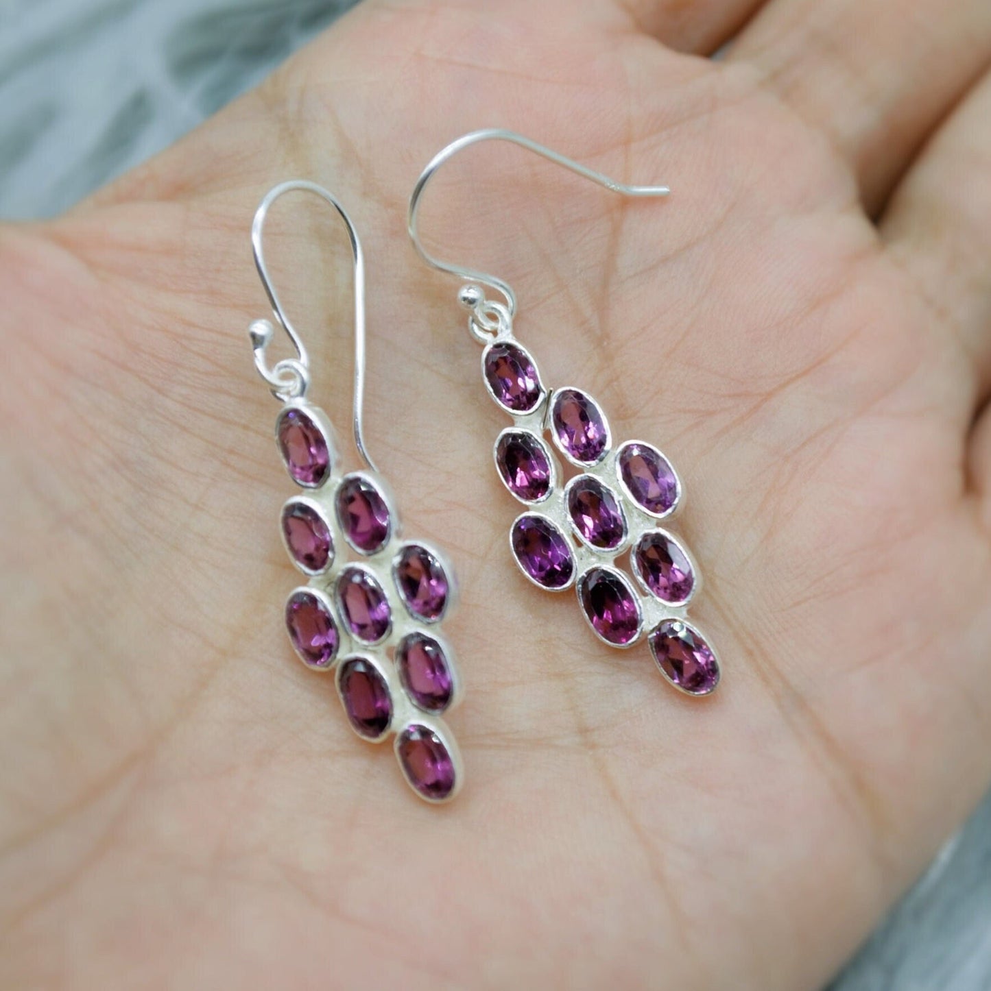 Rhodolite Garnet Sterling Silver Earrings - Red Pink Gemstone - January Birthstone Jewelry - Gift for Her