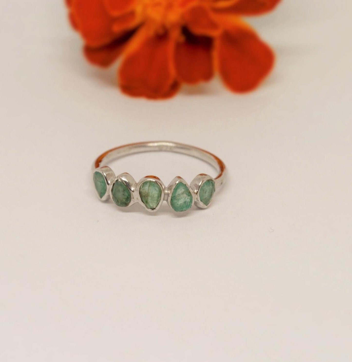 Emerald Ring, Green Sterling Silver Ring, May Birthstone Ring, Unique Gemstone Ring, Rings For Women, Gifts for her