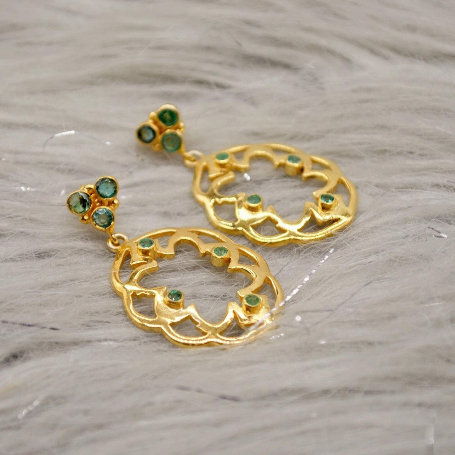 Green Emerald Earrings, Gold Plated Sterling Silver, Dangle Earrings Jewelry, May Birthstone Earrings, Gift For Her, Birthday Gift, Mom Gift