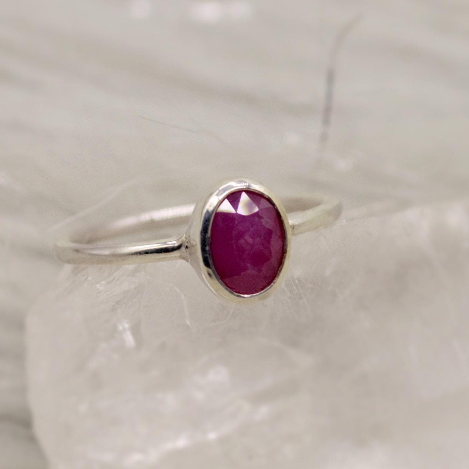 Red Ruby Ring, 925 Sterling Silver Ring, July Birthstone, Ruby Jewelry, Handmade Dainty Gemstone Ring, Birthday Gifts, Gift For Her