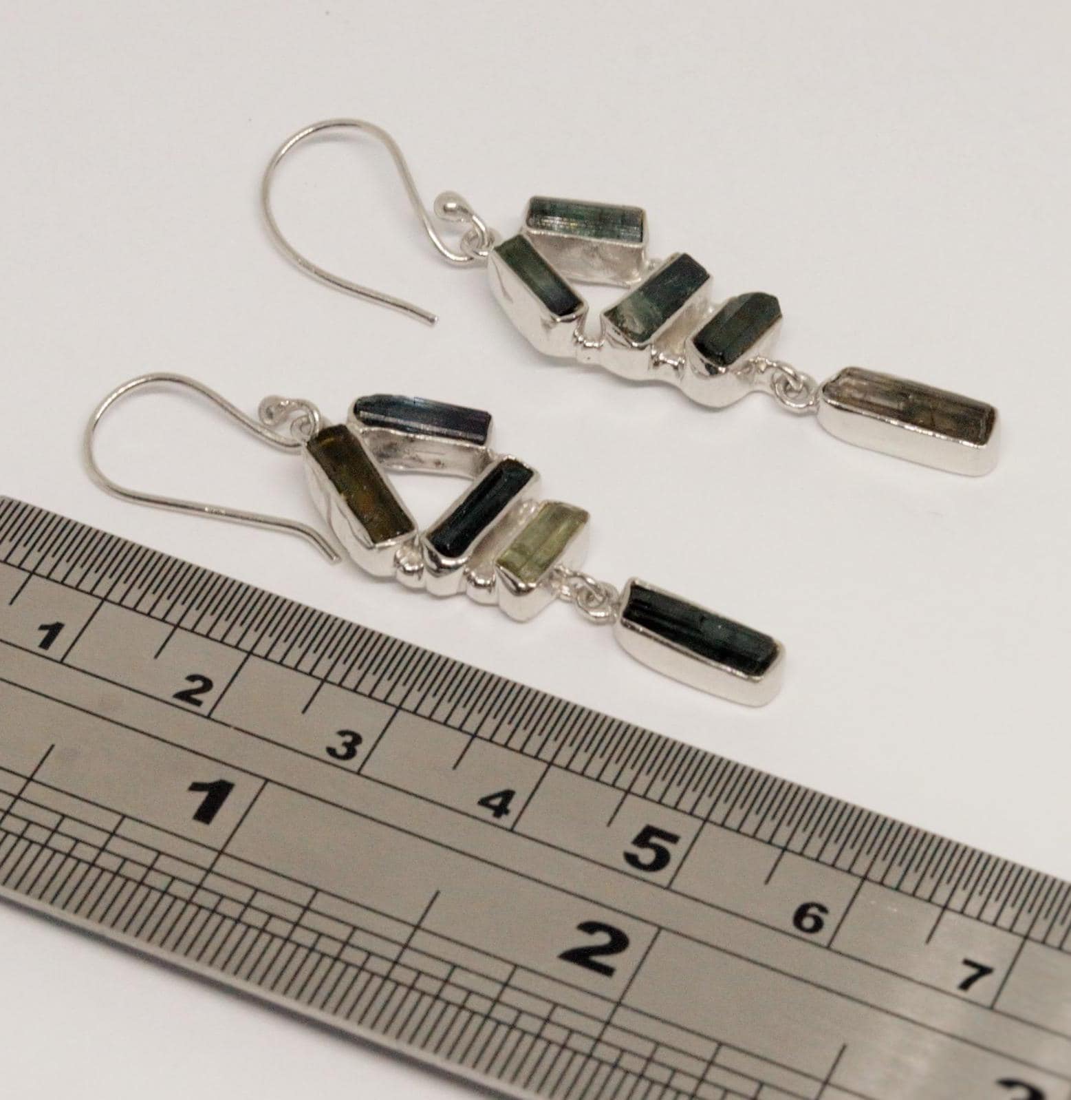 Mixed Tourmaline Earrings, Green Tourmaline Earrings, Handmade Sterling Silver Earrings, Gift For Women, Birthday Gift, October Birthstone