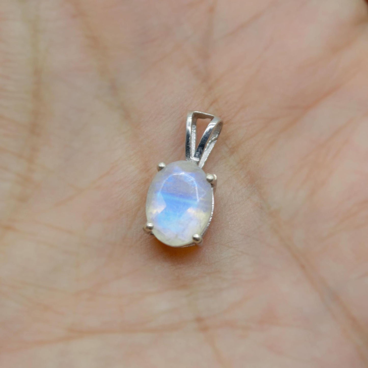 Raw Moonstone Pendant Necklace, Dainty Sterling Silver Pendant, Moonstone Jewelry, June Birthstone Pendant