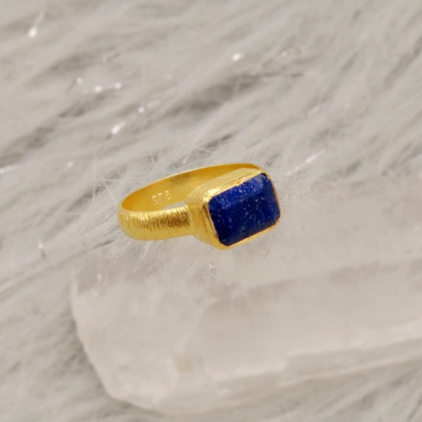 Lapis Lazuli Dainty Gold Ring, Blue Gemstone Ring, Gold Plated 925 Sterling Silver Ring, Birthday Gifts, Rings For Women, birthstone ring