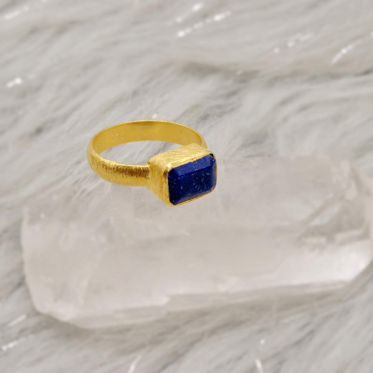 Lapis Lazuli Dainty Gold Ring, Blue Gemstone Ring, Gold Plated 925 Sterling Silver Ring, Birthday Gifts, Rings For Women, birthstone ring