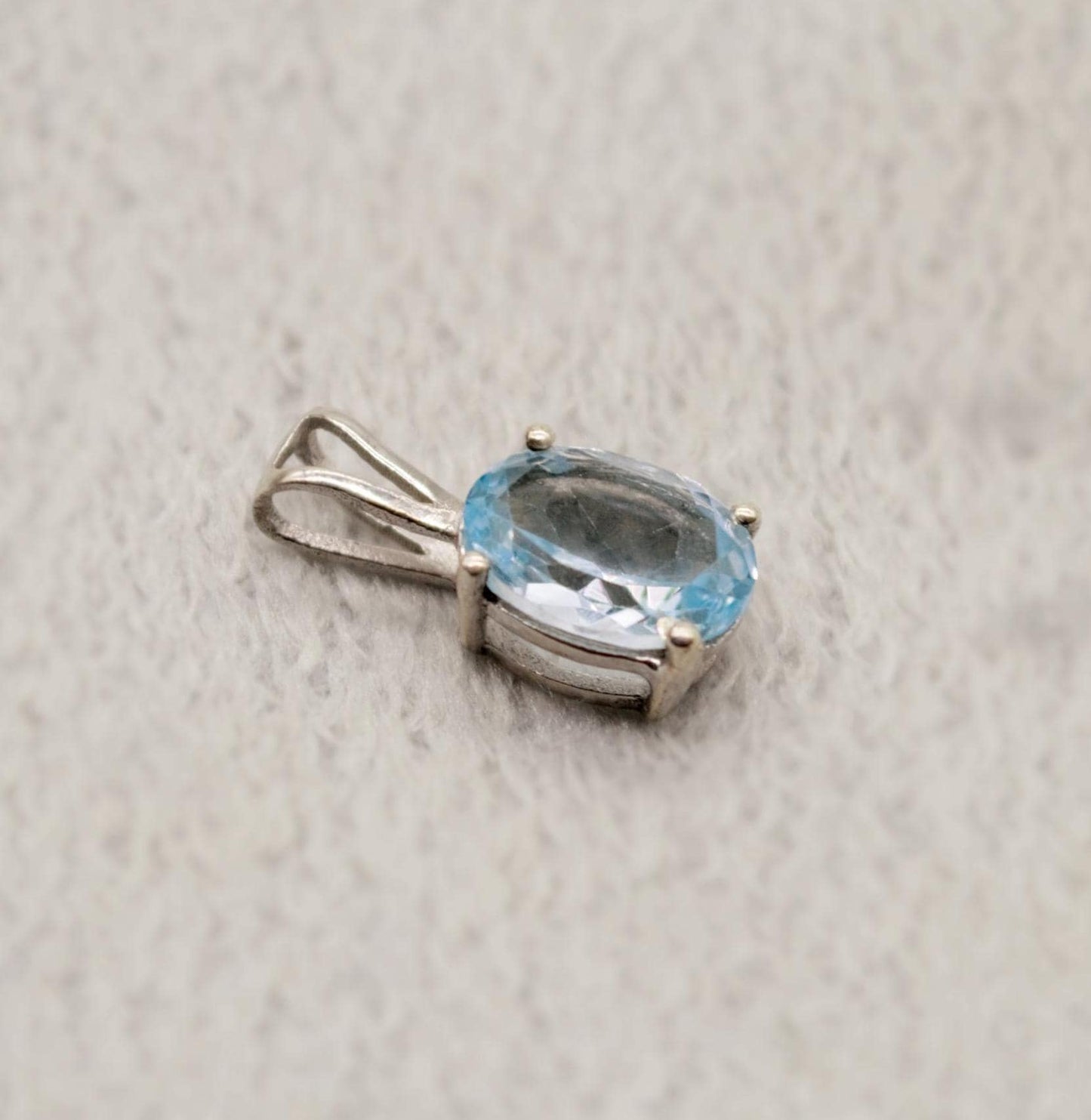 Blue Topaz Pendant Necklace, Dainty Sterling Silver November Birthstone Pendant