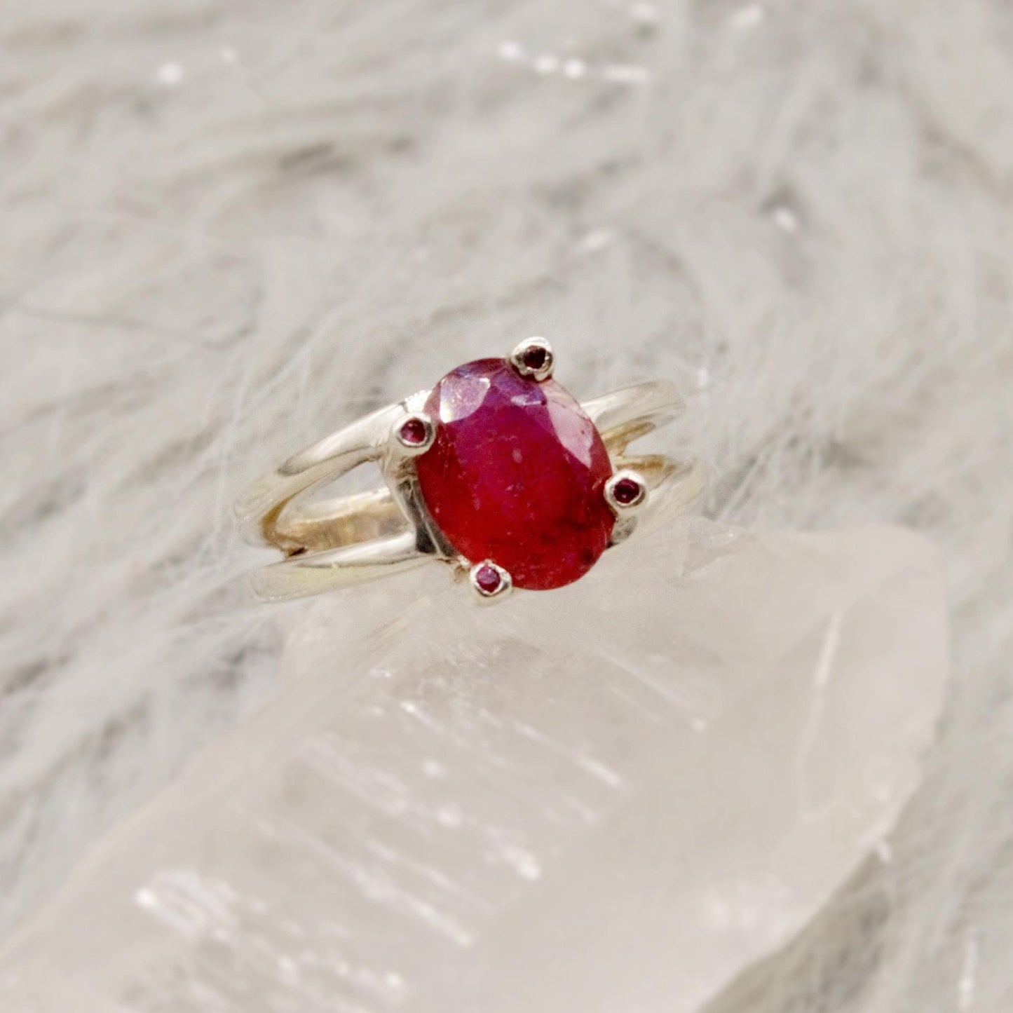 Red Ruby Ring, 925 Sterling Silver Ring, UK Size M, July Birthstone, Handmade Dainty Gemstone Ring, Birthday Gifts, Gift For Her